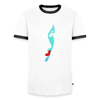 Beautiful female paint fashion colorful woman art - Men's Ringer Shirt - white/black - Front - AI Model Female 172 light (172cm) & AI Model Male 178 dark (178cm)