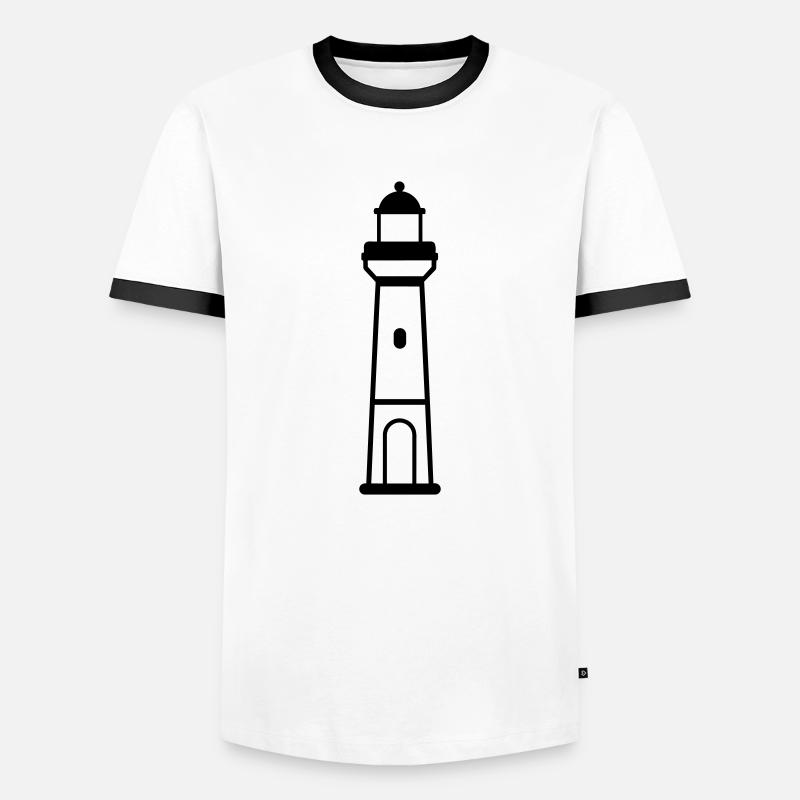 Leuchtturm - Männer Kontrast-T-Shirt - Weiß/Schwarz