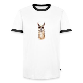 Cooles Alpaka - Männer Kontrast-T-Shirt - Weiß/Schwarz - Vorne - AI Model Female 172 light (172cm) & AI Model Male 178 dark (178cm)