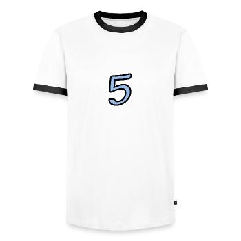 5. 5 YEARS. 5th ANNIVERSARY. 5 YEAR ANNIVERSARY. 5. - Men's Ringer Shirt - white/black - Front - AI Model Female 172 light (172cm) & AI Model Male 178 dark (178cm)