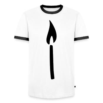 Streichholz Kerze - Männer Kontrast-T-Shirt - Weiß/Schwarz - Vorne - AI Model Female 172 light (172cm) & AI Model Male 178 dark (178cm)