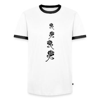 Ranke black roses - Men's Ringer Shirt - white/black - Front - AI Model Female 172 light (172cm) & AI Model Male 178 dark (178cm)