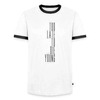 Le sort des jeunes - T-shirt contrasté Homme - blanc/noir - Devant - AI Model Female 172 light (172cm) & AI Model Male 178 dark (178cm)