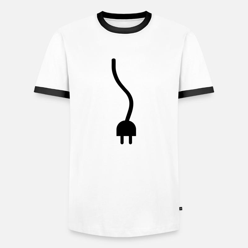 Kabel - Männer Kontrast-T-Shirt - Weiß/Schwarz