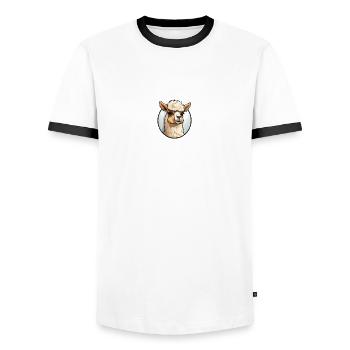 Alpaka - Männer Kontrast-T-Shirt - Weiß/Schwarz - Vorne - AI Model Female 172 light (172cm) & AI Model Male 178 dark (178cm)