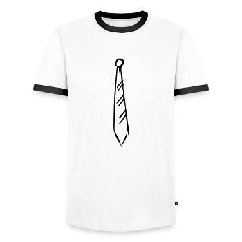 Cravate - T-shirt contrasté Homme - blanc/noir - Devant - AI Model Female 172 light (172cm) & AI Model Male 178 dark (178cm)