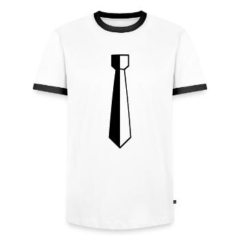 Tie - Men's Ringer Shirt - white/black - Front - AI Model Female 172 light (172cm) & AI Model Male 178 dark (178cm)