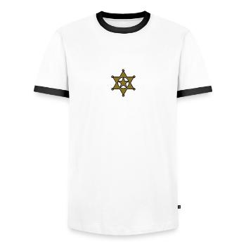 sheriff star_se6 - Men's Ringer Shirt - white/black - Front - AI Model Female 172 light (172cm) & AI Model Male 178 dark (178cm)