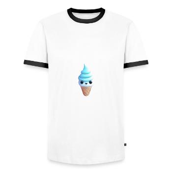 Crème glacée sucrée - T-shirt contrasté Homme - blanc/noir - Devant - AI Model Female 172 light (172cm) & AI Model Male 178 dark (178cm)