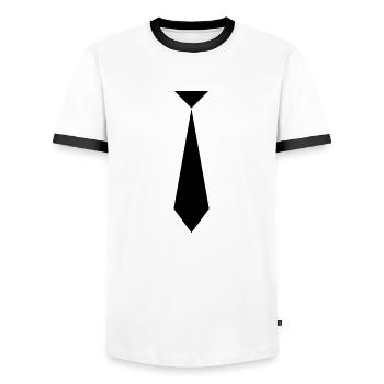 Tie - Men's Ringer Shirt - white/black - Front - AI Model Female 172 light (172cm) & AI Model Male 178 dark (178cm)