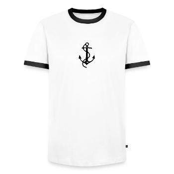 anchor - Men's Ringer Shirt - white/black - Front - AI Model Female 172 light (172cm) & AI Model Male 178 dark (178cm)
