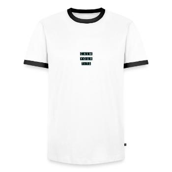 Calm your tits - Männer Kontrast-T-Shirt - Weiß/Schwarz - Vorne - AI Model Female 172 light (172cm) & AI Model Male 178 dark (178cm)