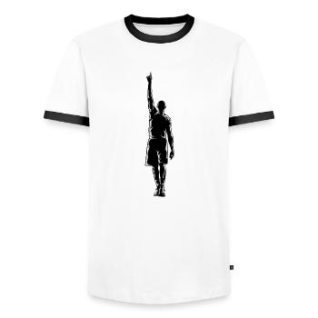 Basketball Legend Silhouette - Men's Ringer Shirt - white/black - Front - AI Model Female 172 light (172cm) & AI Model Male 178 dark (178cm)