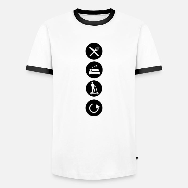 E-Scooter E-Roller Scooter - Männer Kontrast-T-Shirt - Weiß/Schwarz