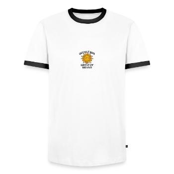 Sun soleil design - T-shirt contrasté Homme - blanc/noir - Devant - AI Model Female 172 light (172cm) & AI Model Male 178 dark (178cm)