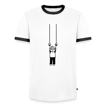 Gymnastics on rings - Men's Ringer Shirt - white/black - Front - AI Model Female 172 light (172cm) & AI Model Male 178 dark (178cm)