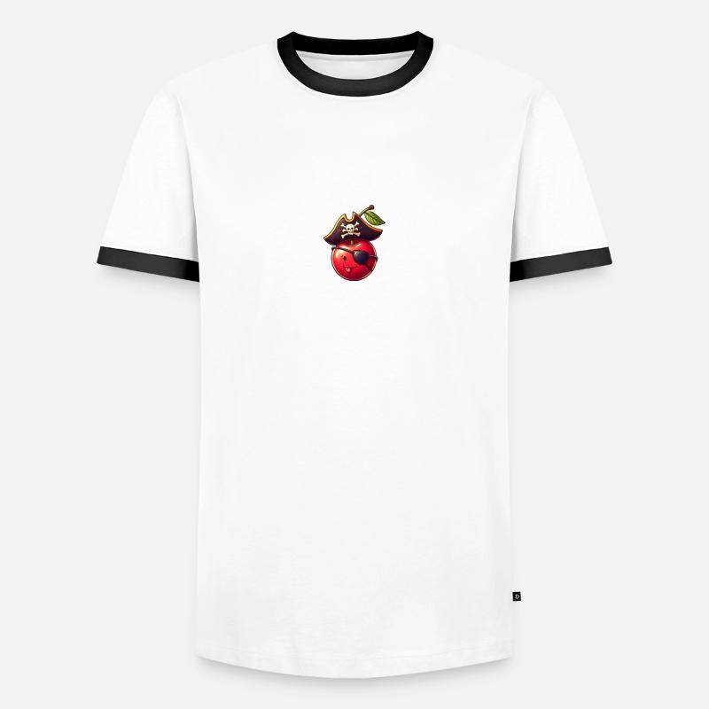 KIRSCHE 1 - Männer Kontrast-T-Shirt - Weiß/Schwarz