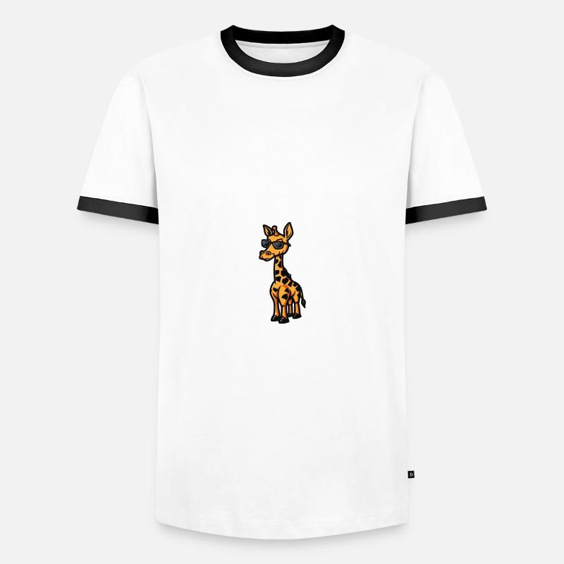 Giraffe Cool Comic - Männer Kontrast-T-Shirt - Weiß/Schwarz