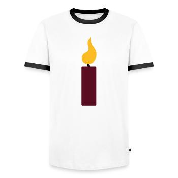 1. Geburtstag - Kerze - Männer Kontrast-T-Shirt - Weiß/Schwarz - Vorne - AI Model Female 172 light (172cm) & AI Model Male 178 dark (178cm)