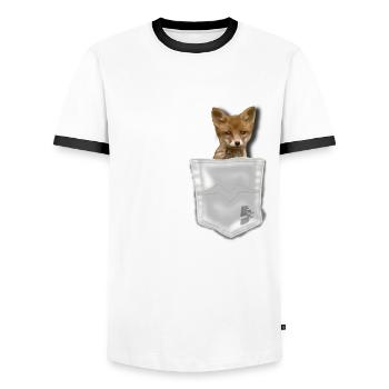 pocket fox by CustomStyle - Men's Ringer Shirt - white/black - Front - AI Model Female 172 light (172cm) & AI Model Male 178 dark (178cm)