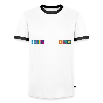 Trousse Chemise Les Portes en Ré - T-shirt contrasté Homme - blanc/noir - Devant - AI Model Female 172 light (172cm) & AI Model Male 178 dark (178cm)