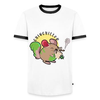 Chinchiller Chinchilla Weed Smoking kiffen - Männer Kontrast-T-Shirt - Weiß/Schwarz - Vorne - AI Model Female 172 light (172cm) & AI Model Male 178 dark (178cm)
