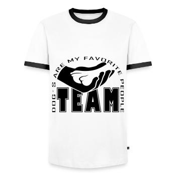 Hund Team Pfote Hand Hundesport Hundeliebe - Männer Kontrast-T-Shirt - Weiß/Schwarz - Vorne - AI Model Female 172 light (172cm) & AI Model Male 178 dark (178cm)