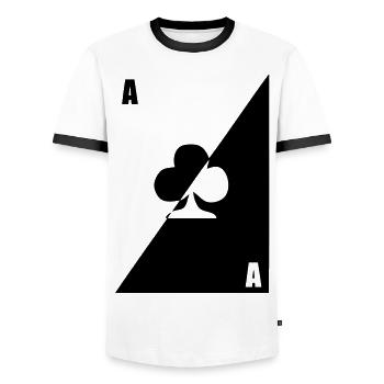 carte as trefle noir blanc - T-shirt contrasté Homme - blanc/noir - Devant - AI Model Female 172 light (172cm) & AI Model Male 178 dark (178cm)