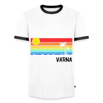 Varna Sunrise Design Bulgarien Balkan Urlaub - Männer Kontrast-T-Shirt - Weiß/Schwarz - Vorne - AI Model Female 172 light (172cm) & AI Model Male 178 dark (178cm)
