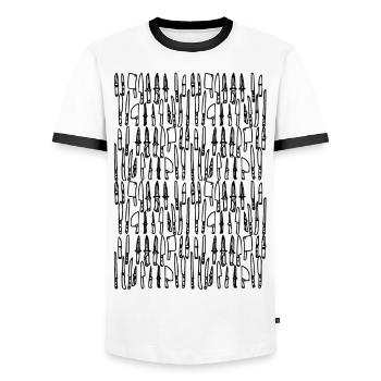 Messer - Männer Kontrast-T-Shirt - Weiß/Schwarz - Vorne - AI Model Female 172 light (172cm) & AI Model Male 178 dark (178cm)