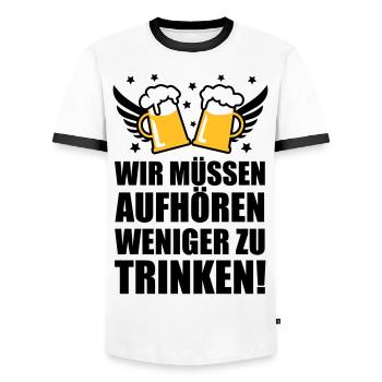 Wir müssen aufhören weniger zu trinken Bier Beer - Männer Kontrast-T-Shirt - Weiß/Schwarz - Vorne - AI Model Female 172 light (172cm) & AI Model Male 178 dark (178cm)