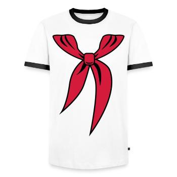 221 Pionier Halstuch Пионерский Галстук - Männer Kontrast-T-Shirt - Weiß/Schwarz - Vorne - AI Model Female 172 light (172cm) & AI Model Male 178 dark (178cm)