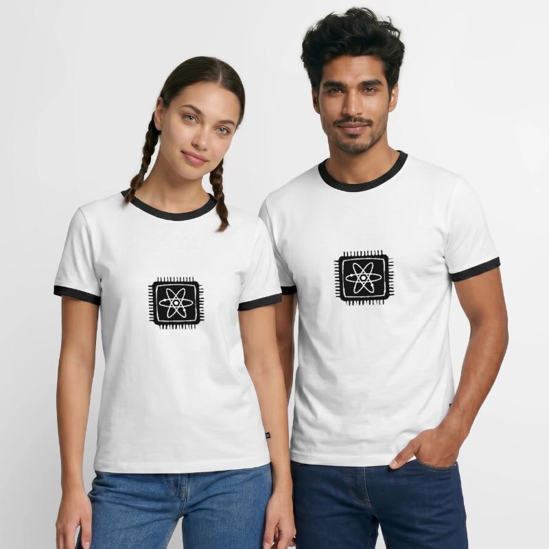 Quantencomputer Quanten Computer Physik Atom Chip Männer Kontrast-T-Shirt