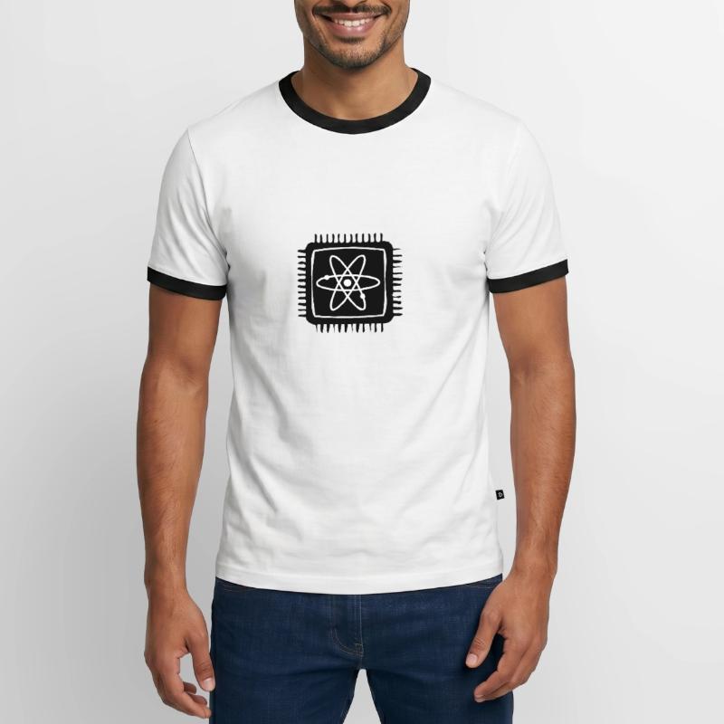 Quantum Computer Quantum Computer Physics Atom Chip Men's Ringer Shirt