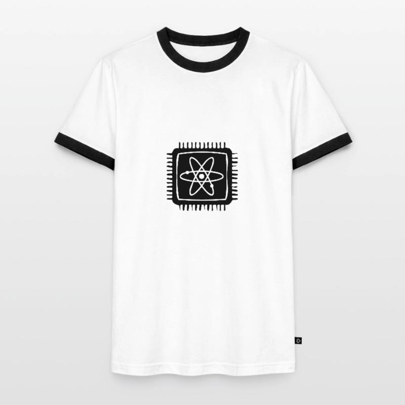 Quantum Computer Quantum Computer Physics Atom Chip Men's Ringer Shirt