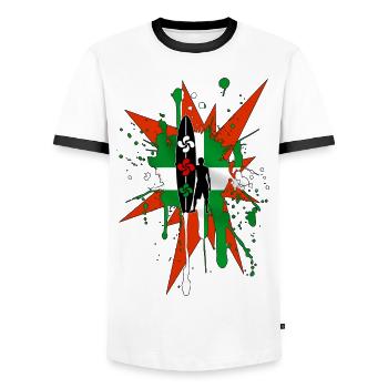 Basque surfing - T-shirt contrasté Homme - blanc/noir - Devant - AI Model Female 172 light (172cm) & AI Model Male 178 dark (178cm)