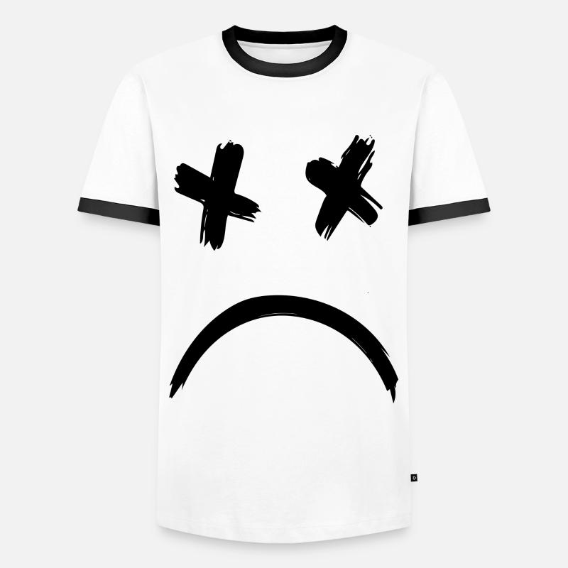 Sad Dead Smile Face - Men's Ringer Shirt - white/black