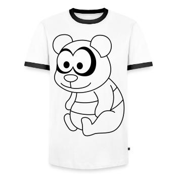 Panda Comic Animal - Men's Ringer Shirt - white/black - Front - AI Model Female 172 light (172cm) & AI Model Male 178 dark (178cm)