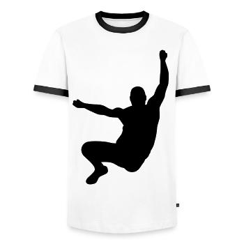 Athlètes au saut en longueur - T-shirt contrasté Homme - blanc/noir - Devant - AI Model Female 172 light (172cm) & AI Model Male 178 dark (178cm)