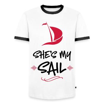Hochzeit - Männer Kontrast-T-Shirt - Weiß/Schwarz - Vorne - AI Model Female 172 light (172cm) & AI Model Male 178 dark (178cm)