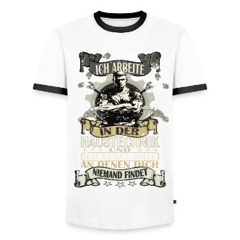 ICH KENNE ORTE AN DENEN DICH NIEMAND FINDET - Männer Kontrast-T-Shirt - Weiß/Schwarz - Vorne - AI Model Female 172 light (172cm) & AI Model Male 178 dark (178cm)