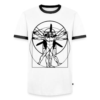 Leonardo da Vinci Vitruvian PPG Man - Männer Kontrast-T-Shirt - Weiß/Schwarz - Vorne - AI Model Female 172 light (172cm) & AI Model Male 178 dark (178cm)
