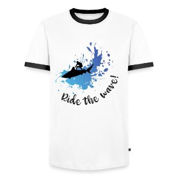 Surfez sur la vague ! - T-shirt contrasté Homme - blanc/noir - Devant - AI Model Female 172 light (172cm) & AI Model Male 178 dark (178cm)