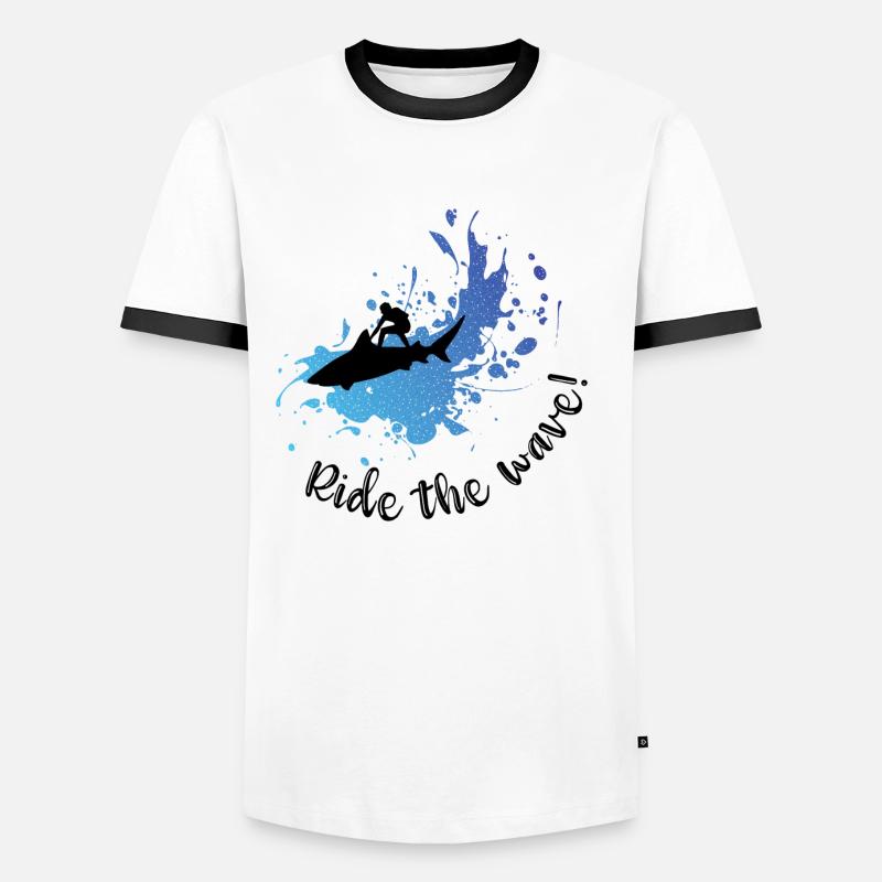 Ride the wave! - Men's Ringer Shirt - white/black