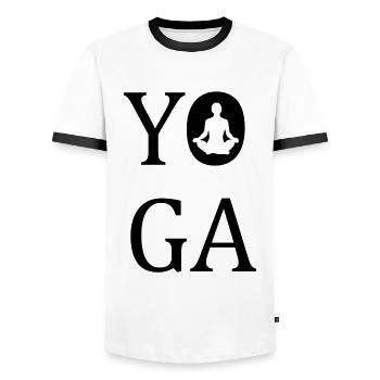 Yoga Namaste Chakra - Männer Kontrast-T-Shirt - Weiß/Schwarz - Vorne - AI Model Female 172 light (172cm) & AI Model Male 178 dark (178cm)