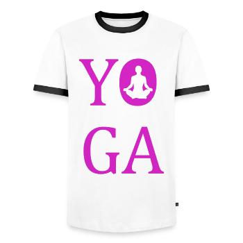 Yoga pink yoga Geschenk - Männer Kontrast-T-Shirt - Weiß/Schwarz - Vorne - AI Model Female 172 light (172cm) & AI Model Male 178 dark (178cm)