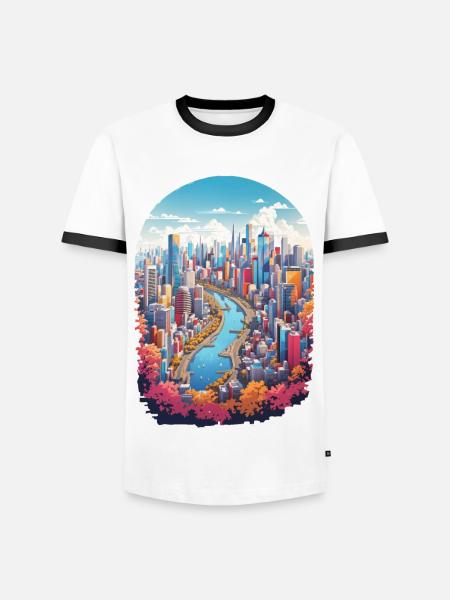 Paysage urbain - T-shirt contrasté Homme - blanc/noir