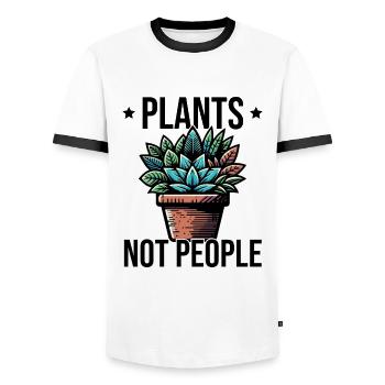 Plants Not People - Männer Kontrast-T-Shirt - Weiß/Schwarz - Vorne - AI Model Female 172 light (172cm) & AI Model Male 178 dark (178cm)
