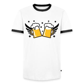 2 Mass Bier Bierkruege Flügel 3c Prost - Männer Kontrast-T-Shirt - Weiß/Schwarz - Vorne - AI Model Female 172 light (172cm) & AI Model Male 178 dark (178cm)