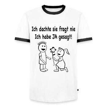Junggesellenabschied - Männer Kontrast-T-Shirt - Weiß/Schwarz - Vorne - AI Model Female 172 light (172cm) & AI Model Male 178 dark (178cm)
